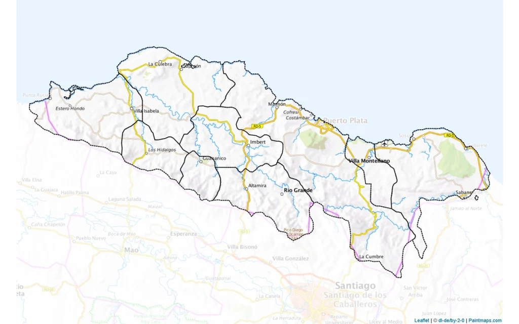 Los municipios de Puerto Plata sobre la topografía de la provincia