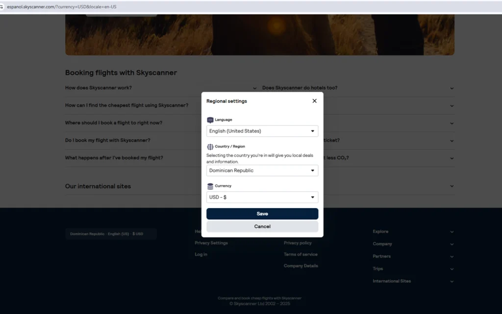 Sky scanner configuration